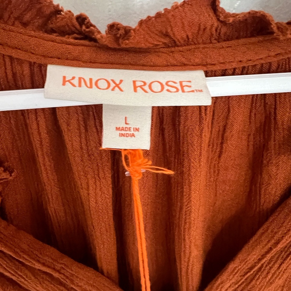 Knox Rose Honey Brown Women's Long Sleeve Lace Blouse NWT Size Large - Picture 6 of 8